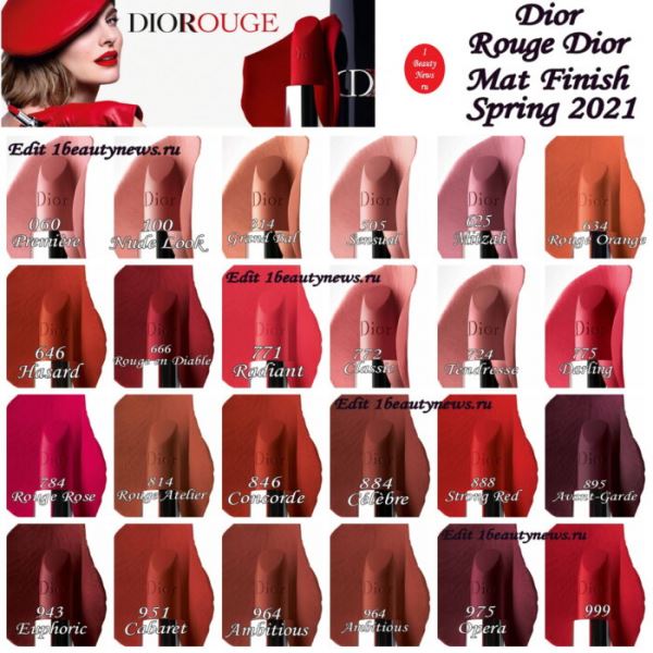 Новые губные помады с матовым финишем Dior Rouge Dior Mat Finish Spring 2021